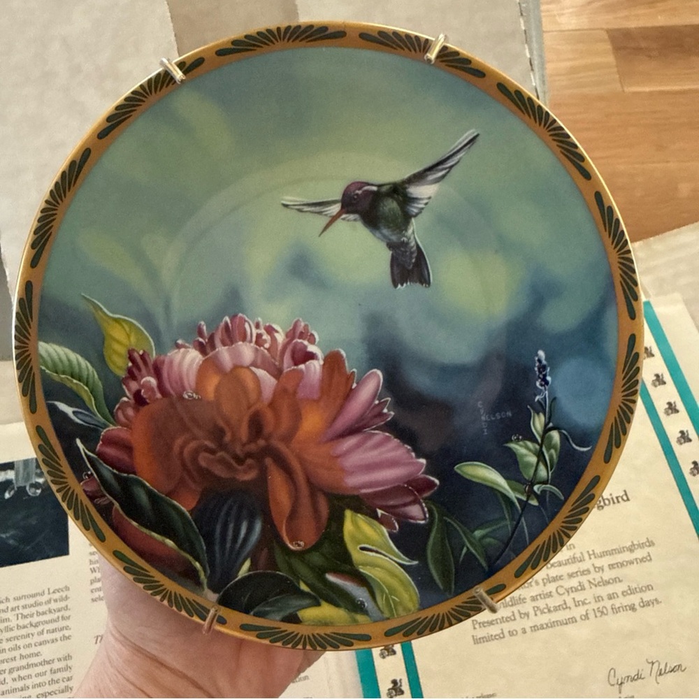 Vintage China-Pickard-Hummingbird Ceramic Plate